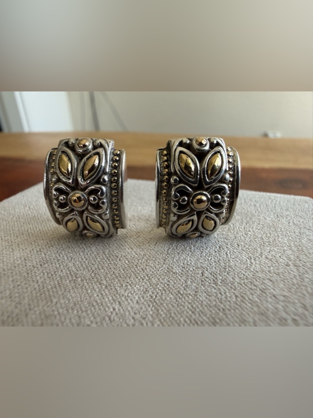 Vintage John Hardy 925 Silver & 18K Gold Accents Jaisalmer Earrings